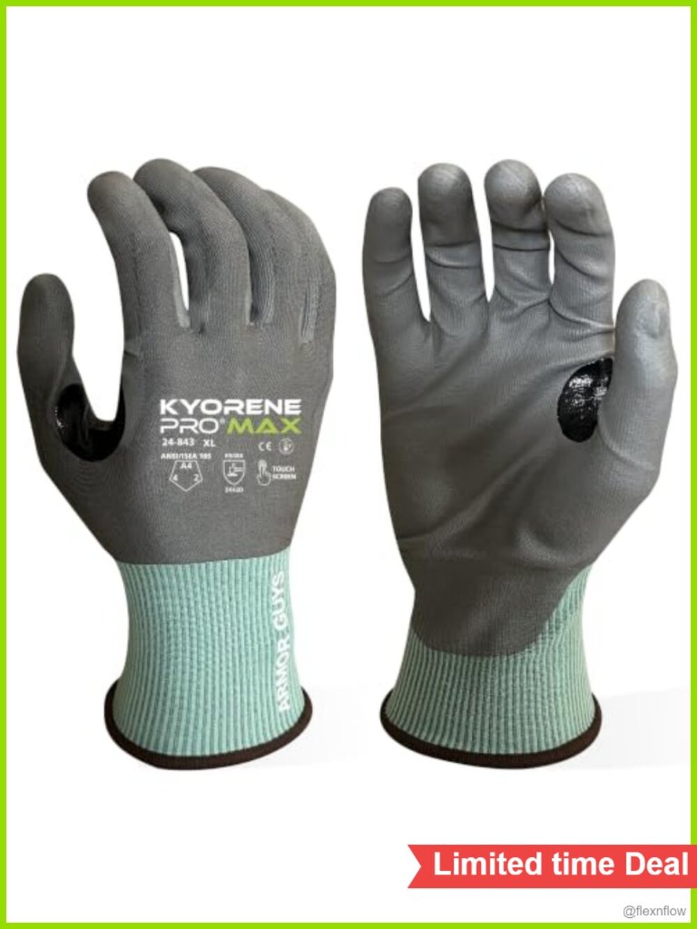 ANSI A4 Cut Resistant Work Gloves Polyurethane Coated Touchscreen X-Large